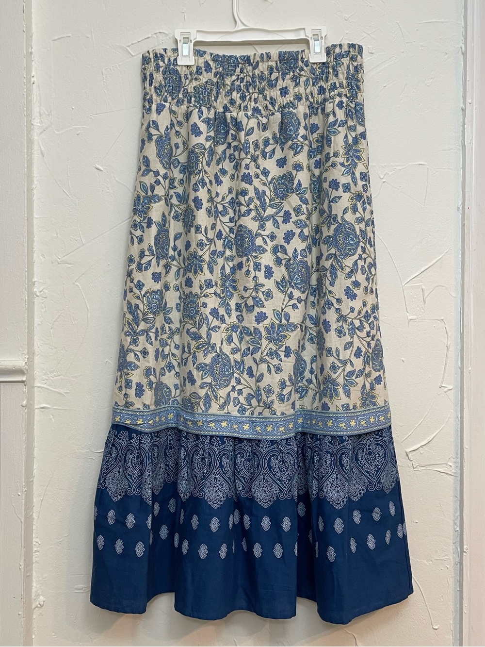 J. Jill Blue Cream Floral Paisley Tiered Midi/Maxi Skirt - Boho Western Prairie - Picture 3 of 7